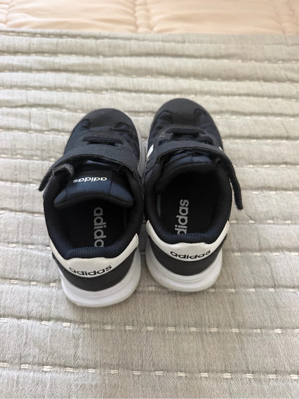 adidas toddler Black & White Velcro Athletic Shoes - size 9 toddler